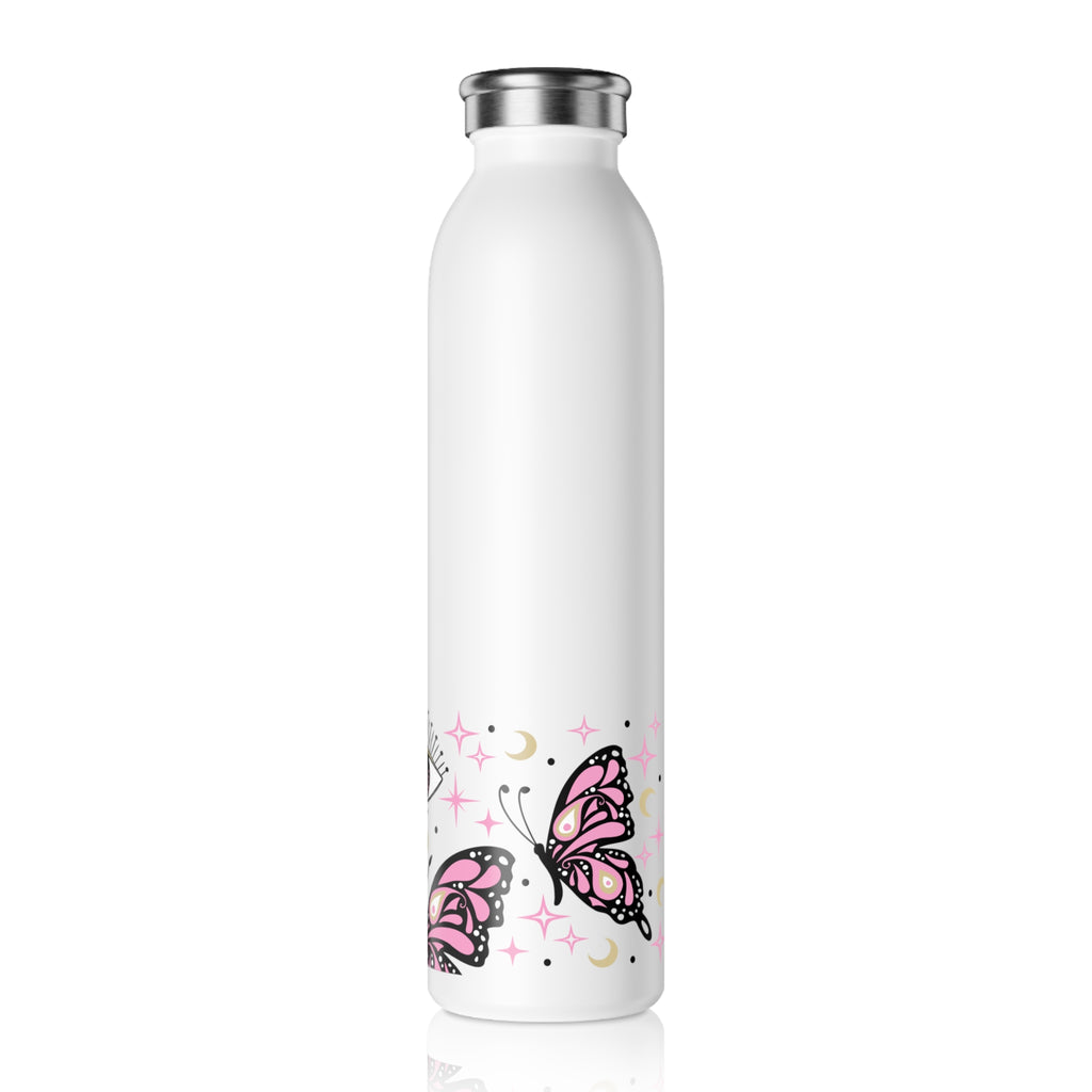 Pink Butterflies and Evil Eyes Slim Water Bottle