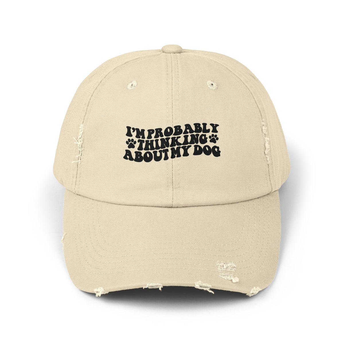 Probably Thinking About My Dog Unisex Distressed Cap