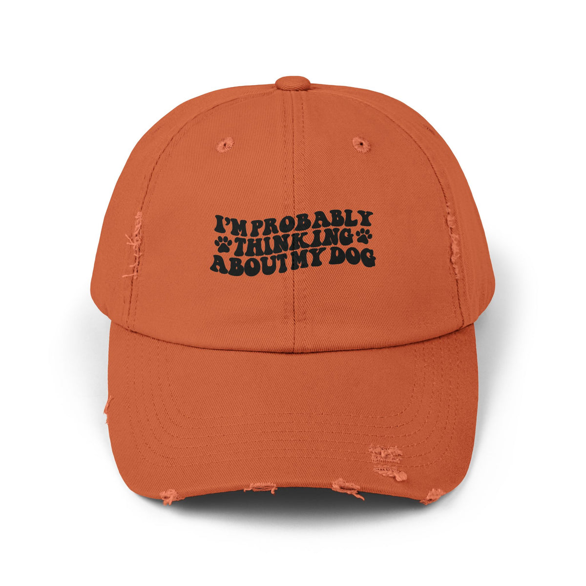 Probably Thinking About My Dog Unisex Distressed Cap